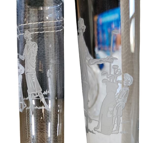Perry Coyle Tall Shot Glass Signed AND Brookstone Golf Shaped Ice Mold Bundle - Picture 5 of 7